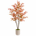 Pianta artificiale acero 180 cm in plastica rosso arancione con vaso decorativo da interno