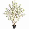 Albero artificiale fiorito 180 cm in plastica bianco verde con vaso - decorazione da interno