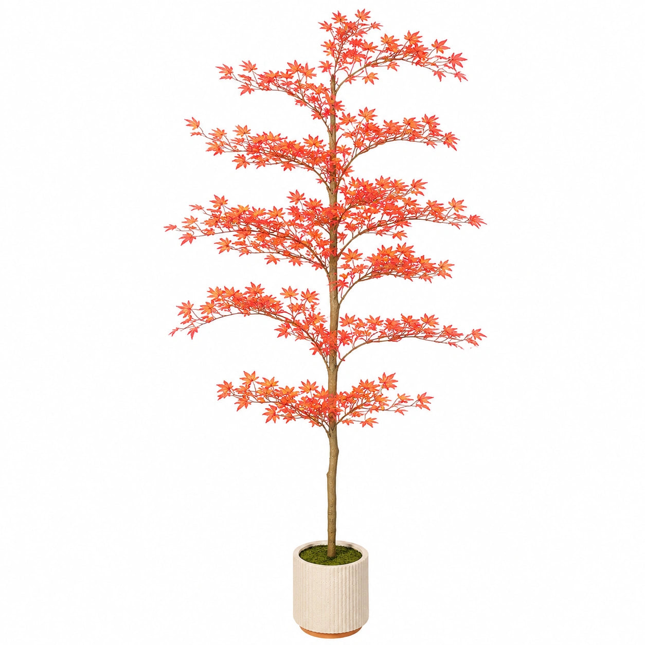 Albero artificiale acero 180 cm con vaso in plastica rosso per interni