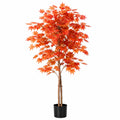 Albero artificiale acero 180 cm con foglie in plastica arancione - decorazione da interno