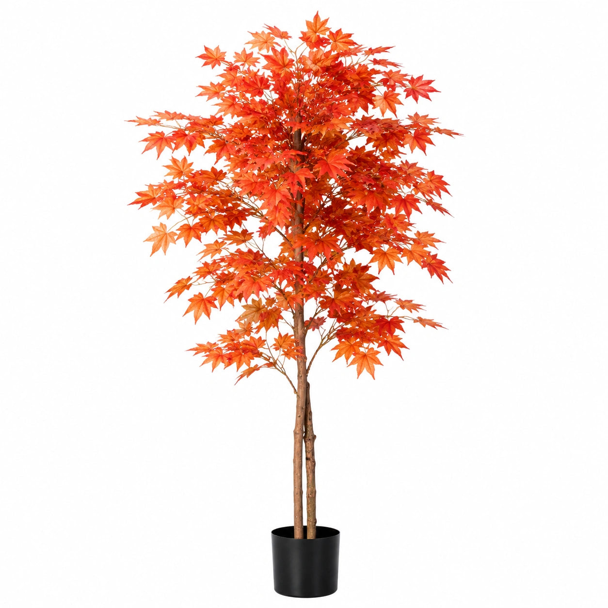 Albero artificiale acero 180 cm con foglie in plastica arancione - decorazione da interno
