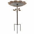 Bagno per uccelli da giardino Ø 35 cm in ferro bronzo con stelo da terra