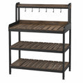 Banco da giardinaggio 100 x 55 x 160 cm in legno e metallo marrone nero con ripiani e ganci stile industriale
