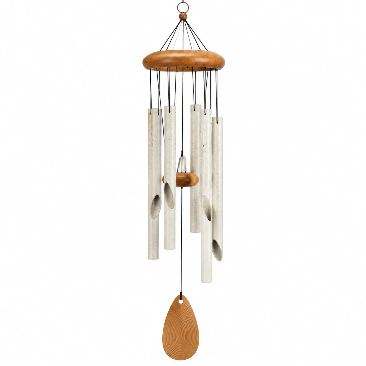 Campanella a vento 100 cm in legno e metallo beige marrone da esterno decorativa