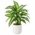 Pianta verde artificiale 90 cm in plastica verde con vaso bianco - decorazione da interno