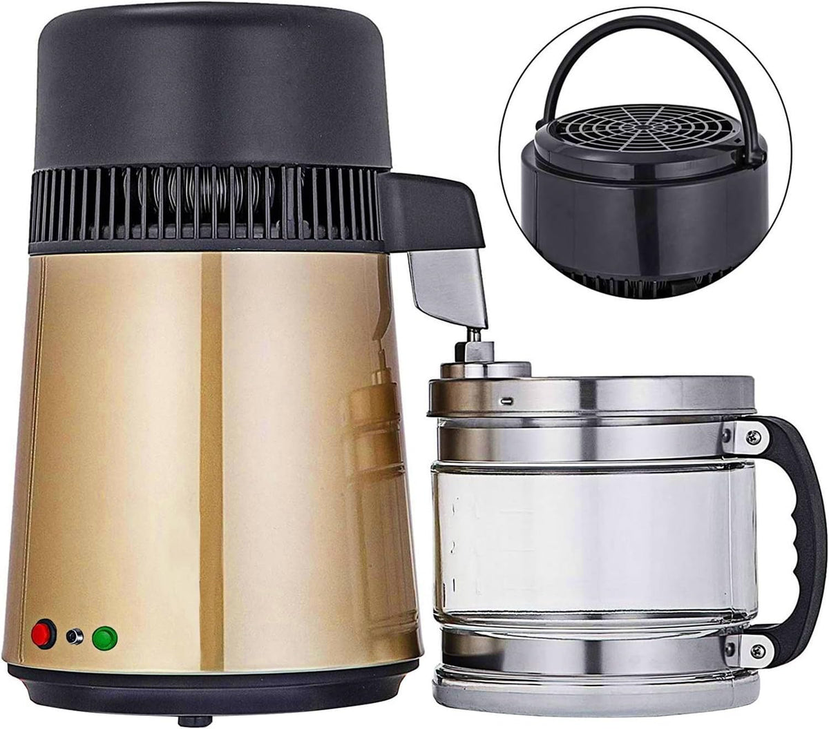 CVFRDD, Utensili elettrici, 4 Litri, 18,5 x 18,5 cm, 750 W, Argento/Oro, acciaio inox, vano contenitore, spegnimento automatico