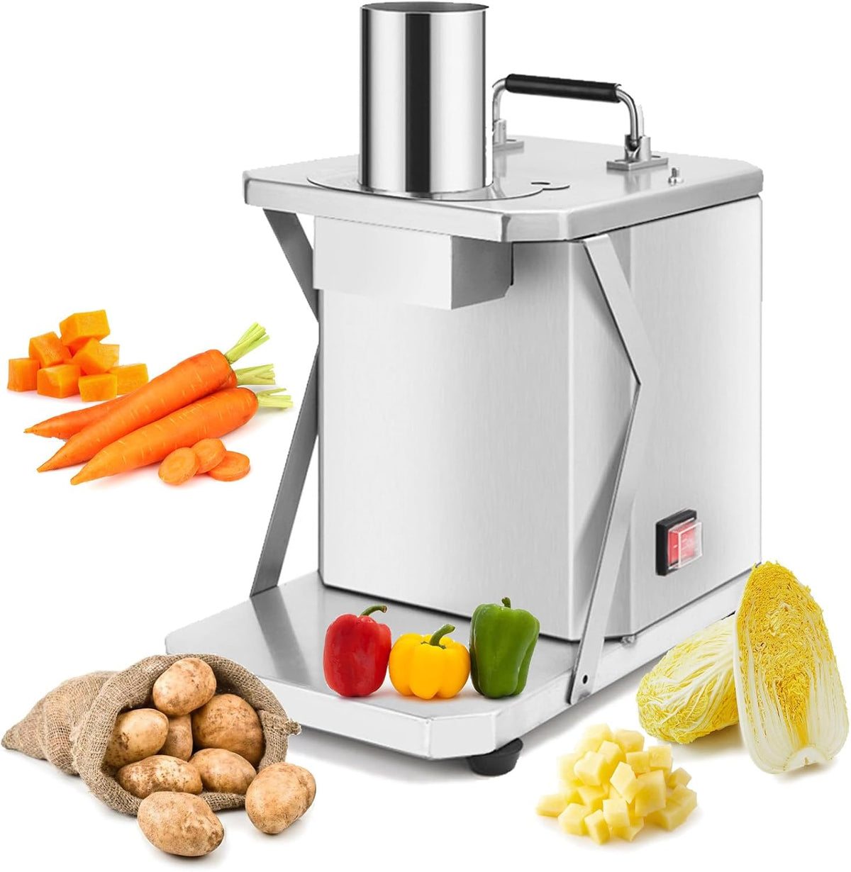 Fablestoryem, Robot da cucina, 6 mm, 8 mm, 10 mm, Grigio, acciaio inox, spegnimento automatico