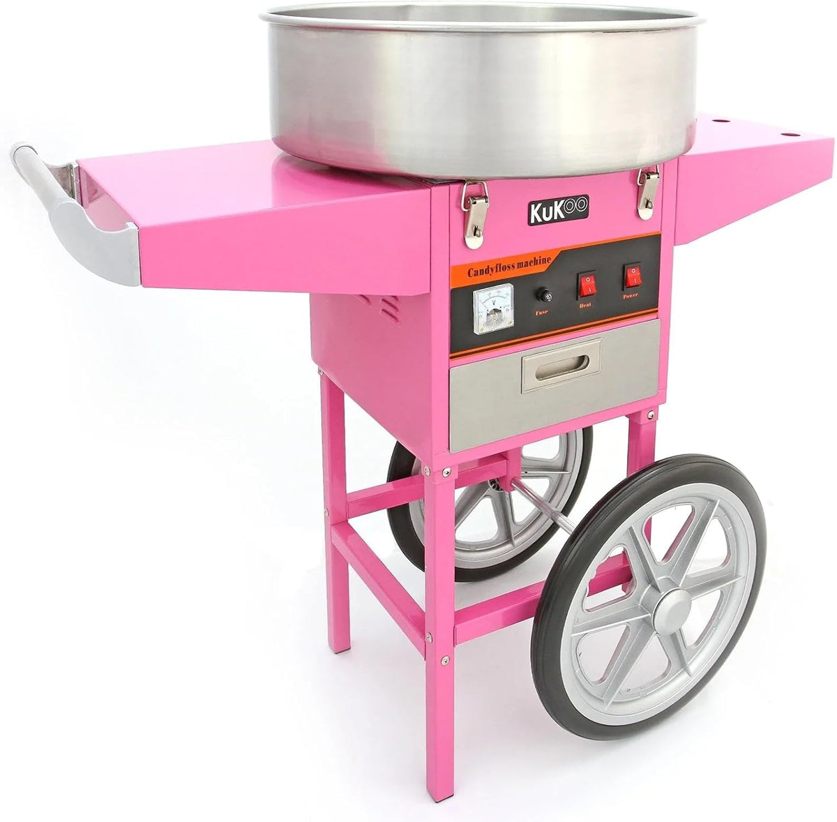 KuKoo, Macchine per zucchero filato, 50 cm, 13 kg, 30 cm, Rosa/Argento, acciaio inox