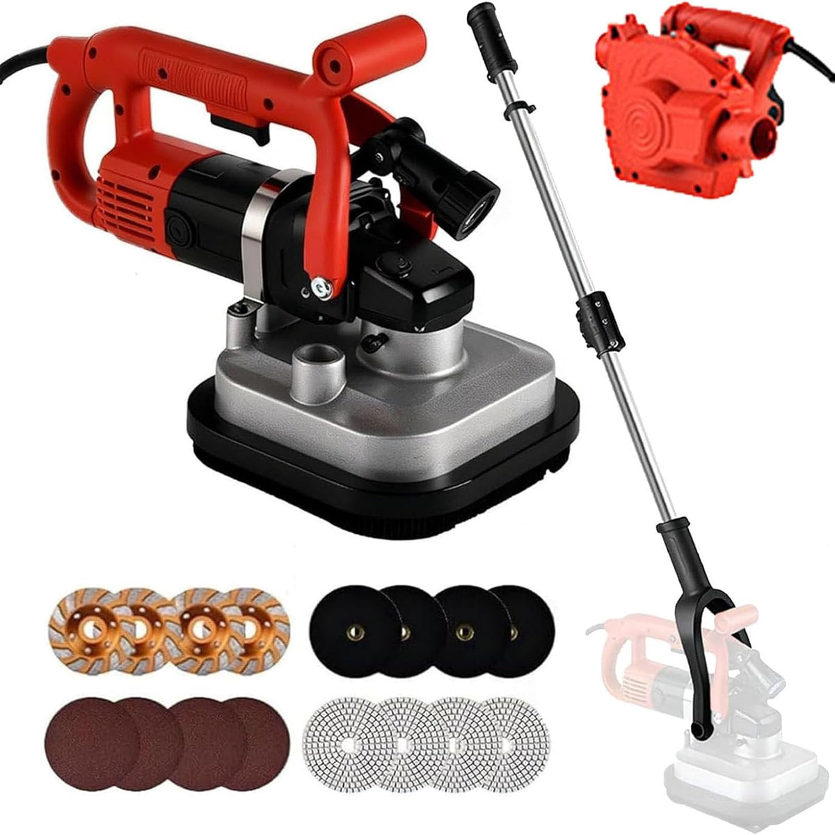 Utensili per il cemento, 3000 giri/min, 3600 W, 100 mm, Nero, illuminazione LED