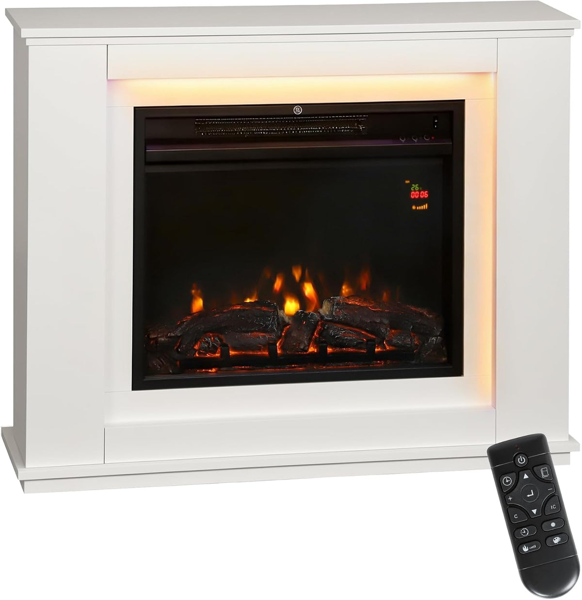 HOMCOM, Camino elettrico, 2000 W, 240 V, 48 dB, Bianco