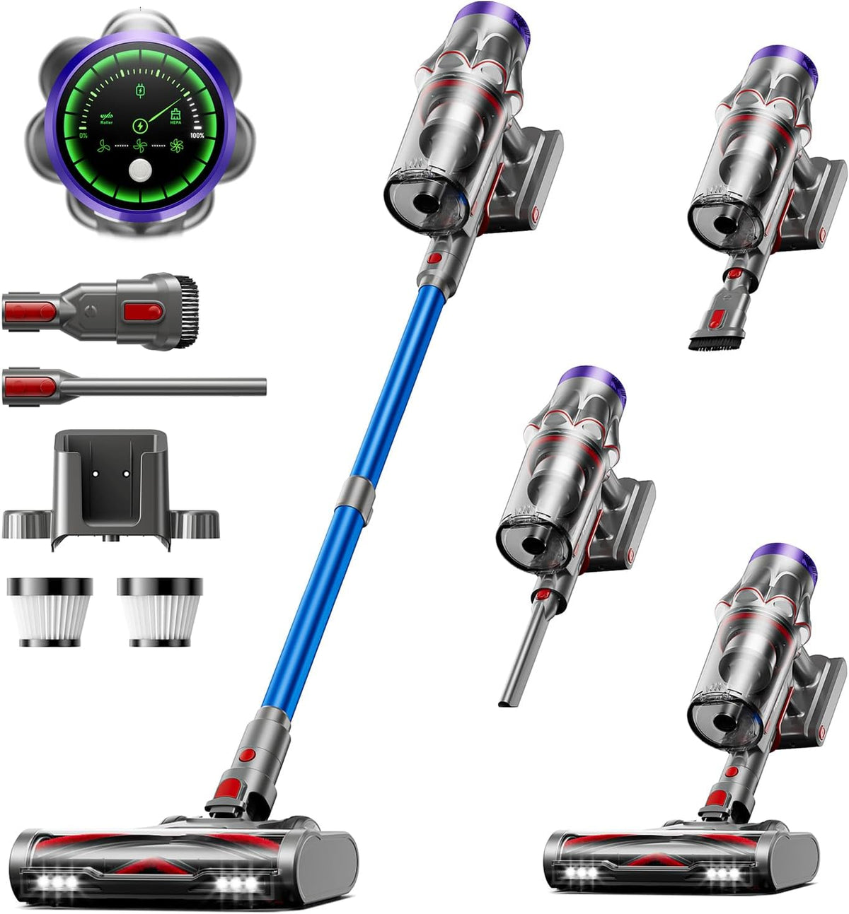 Aspirapolvere, Avalsor, 50 kPa, 650 W, 62 dB, Nero, vano contenitore, illuminazione LED, funzionamento senza fili