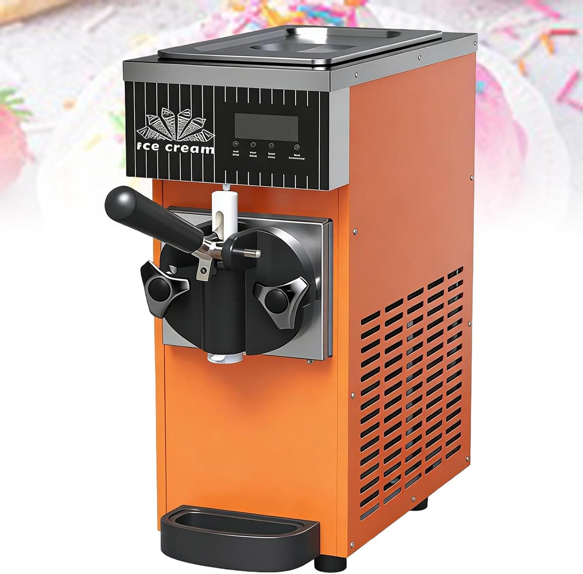 ROGHA, Gelatiera, 200 x 400 x 510 mm, 5 L, 450 W, Arancione, acciaio inox, illuminazione LED, autopulizia