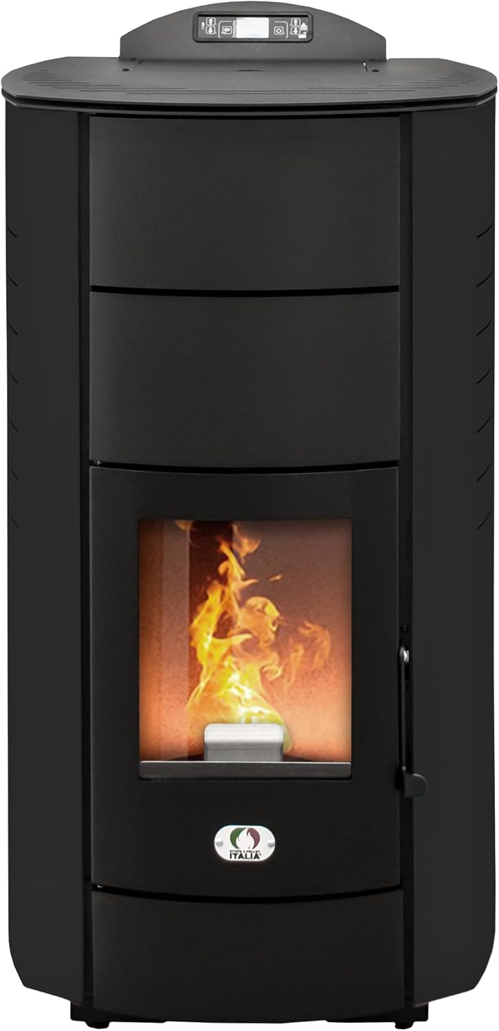 STUFE A PELLET ITALIA, Impianti di riscaldamento a pellet, 22 kW, 140 m, Nero, Wi-Fi, telecomando