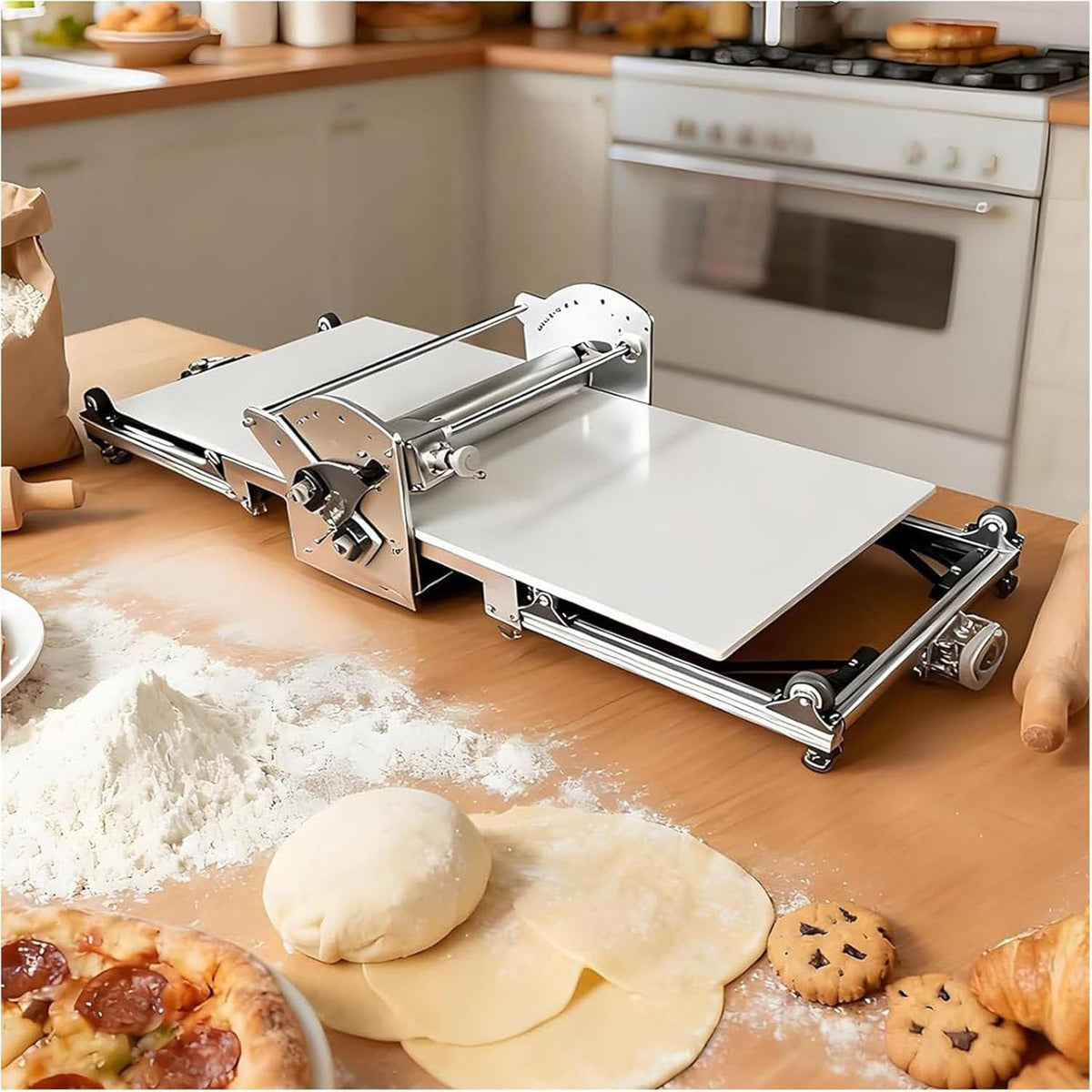Macchine per la pasta elettriche, ANXYYDS, 570 × 450 × 230 mm, 110 V, 60 W, Nero, acciaio inox, struttura pieghevole