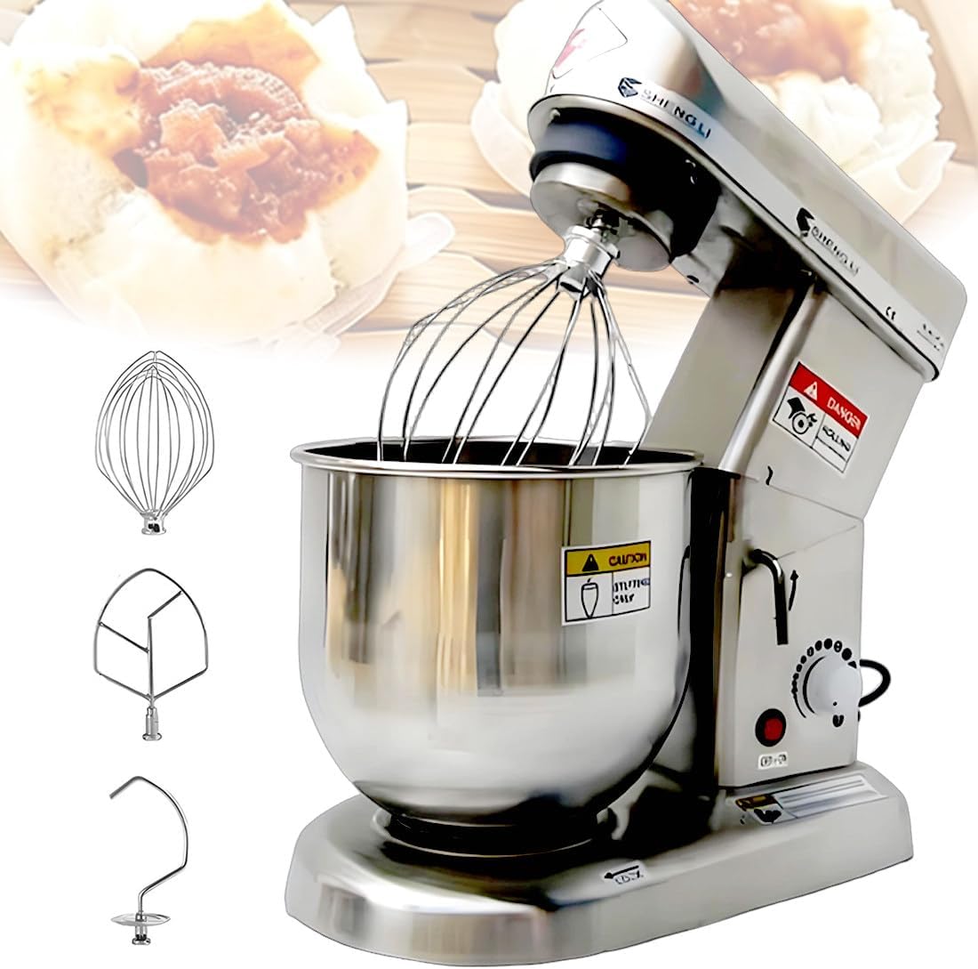 Impastatrice planetaria, QianCruxtacy, 10 L, 350 W, 13 kg, Nero, acciaio inox, protezione dal surriscaldamento