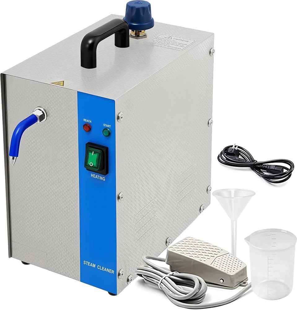 TPTAWF, Pulitore a vapore, 1300 W, 2 L, 180 x 280 x 300 mm, Oro/Argento, acciaio inox