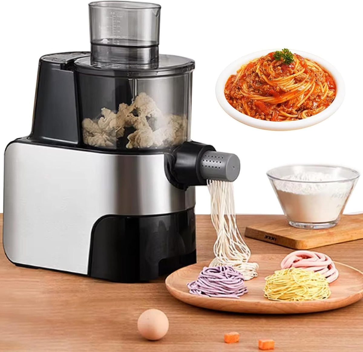 Soflightmok, Macchine per la pasta elettriche, 450 w, 1,5 L, 120 giri/min, Nero, acciaio inox