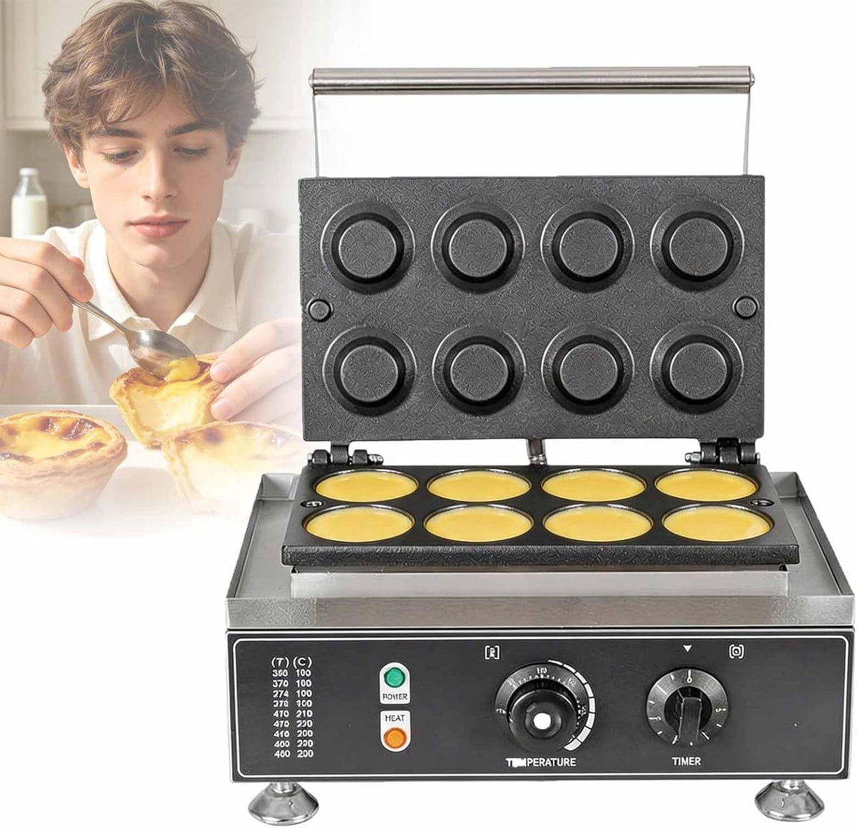 ERICAT, Crepiere elettriche, 1550 w, 300 °c, 20 mm, Nero, timer