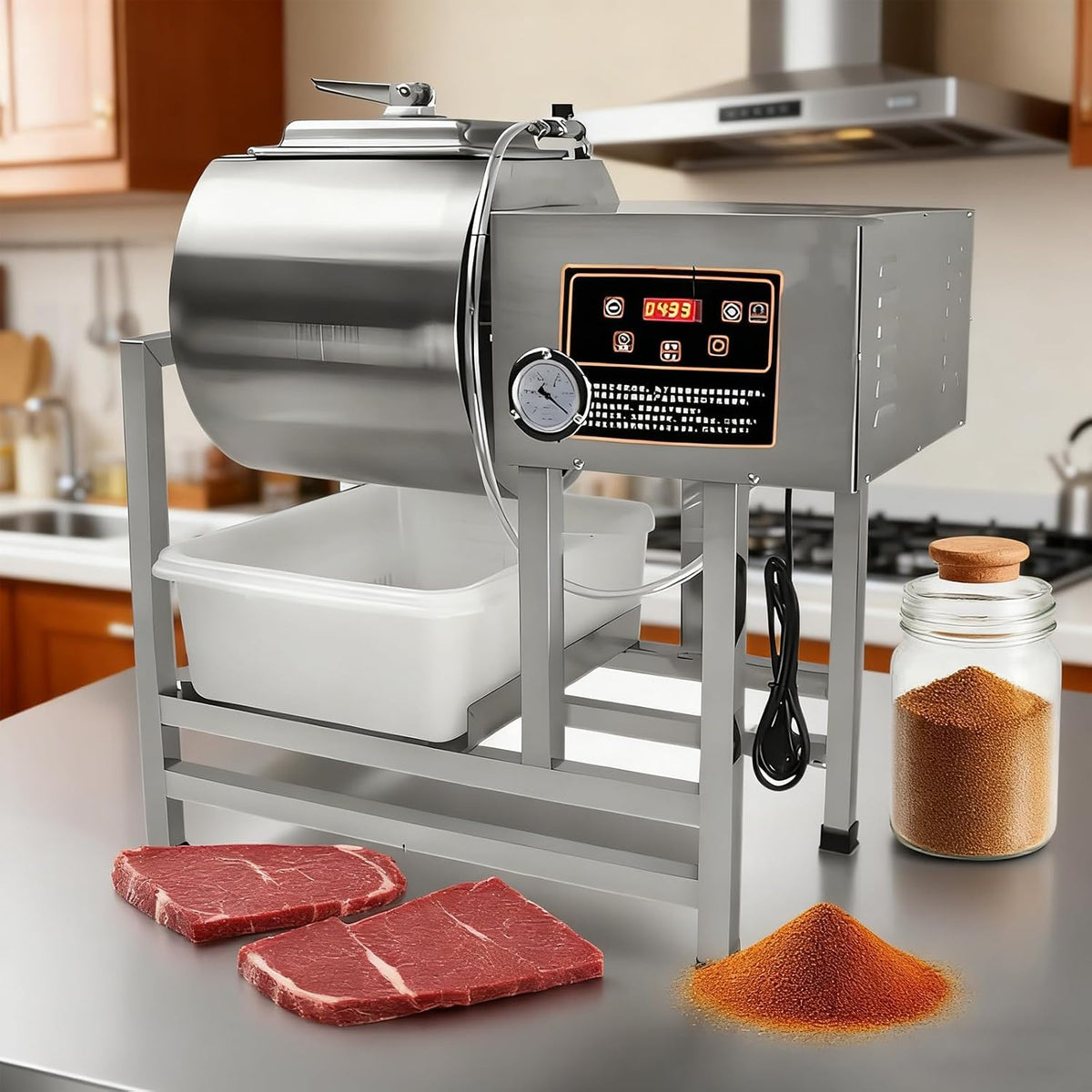 Affettatrice, GTHTUHFD, 35 L, 110 V, 350 W, Argento, acciaio inox, vano contenitore, timer