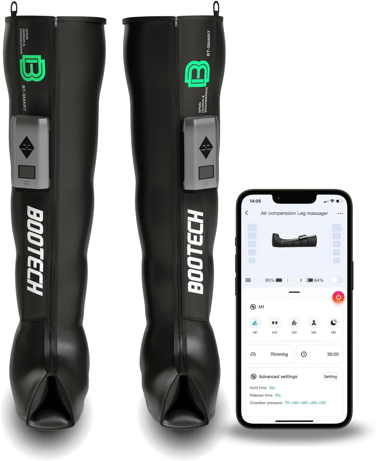 BOOTECH, Massaggiatori elettrici per i piedi, 40 dB, Nero, funzionamento senza fili