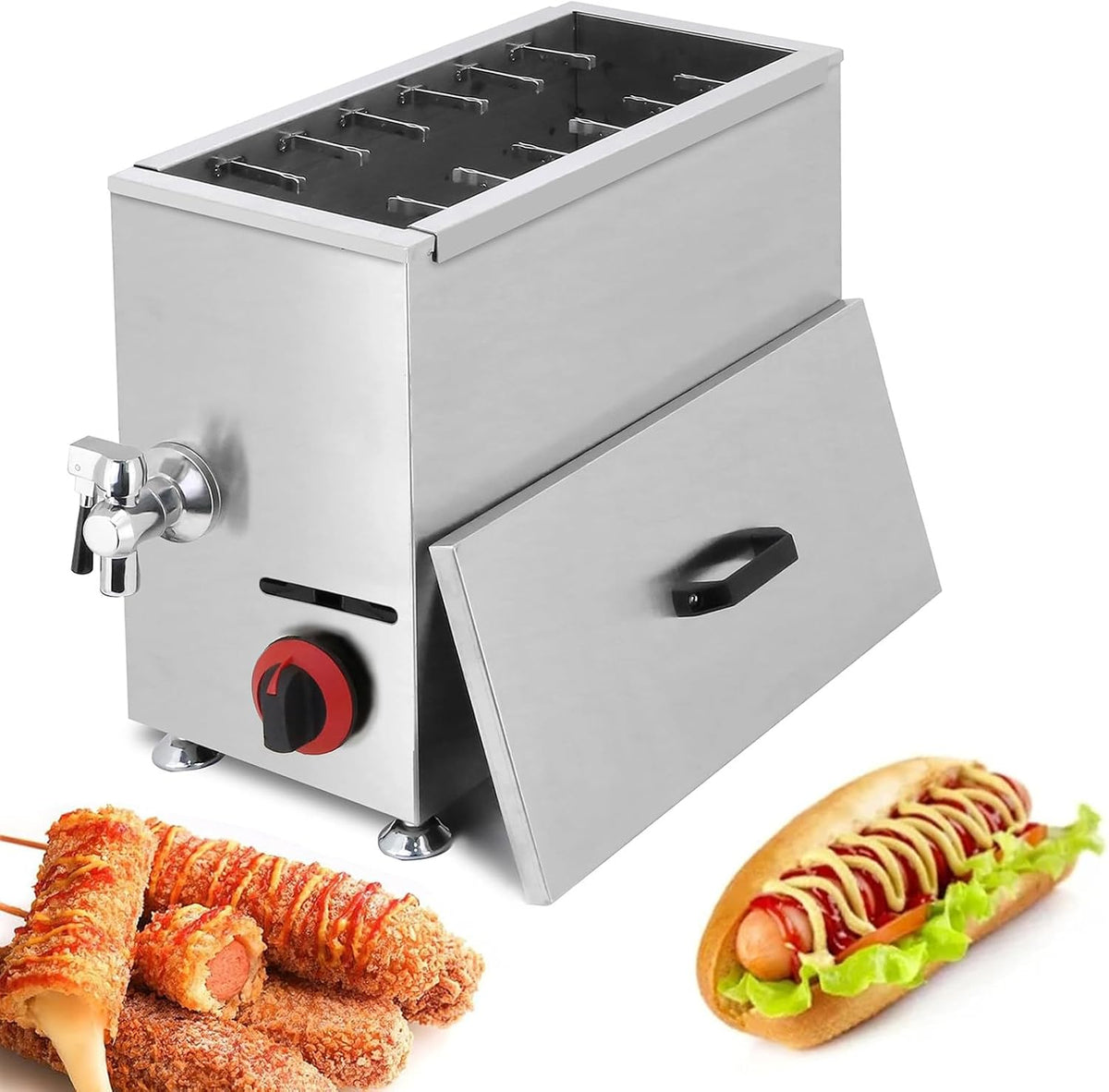 Macchine per Hot Dog, 58 x 25 x 46 cm, 21 L, 15 kg, Nero, acciaio inox