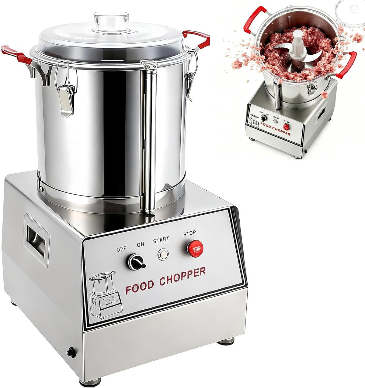 SOTIKARERY, Robot da cucina, 1400 W, 5 L, 1400 giri/min, Argento, acciaio inox
