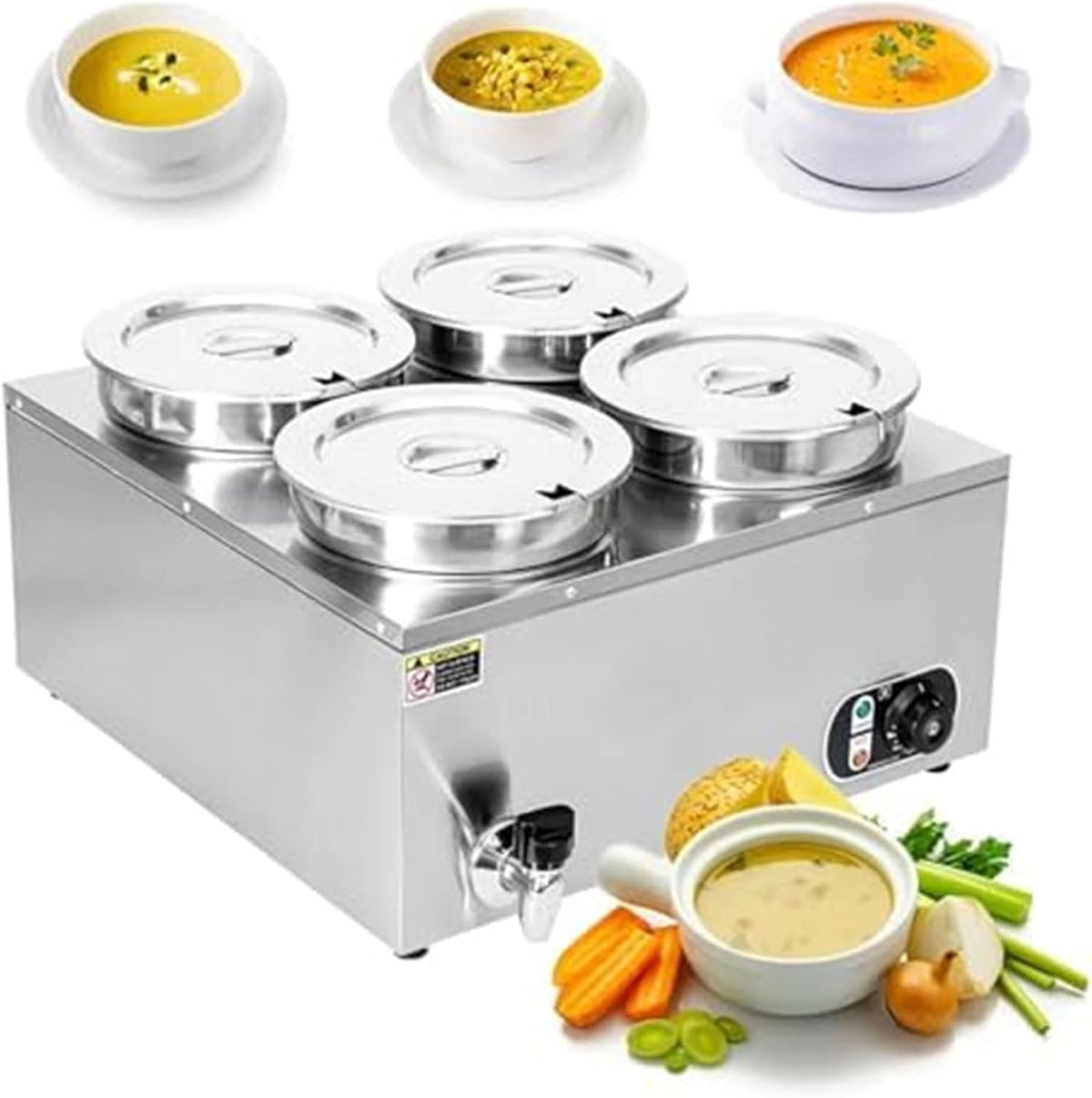 ZHIXUMM, Scalda zuppe, 1500 W, 53,7x53,7x31,5 CM, 220 V, Nero, acciaio inox