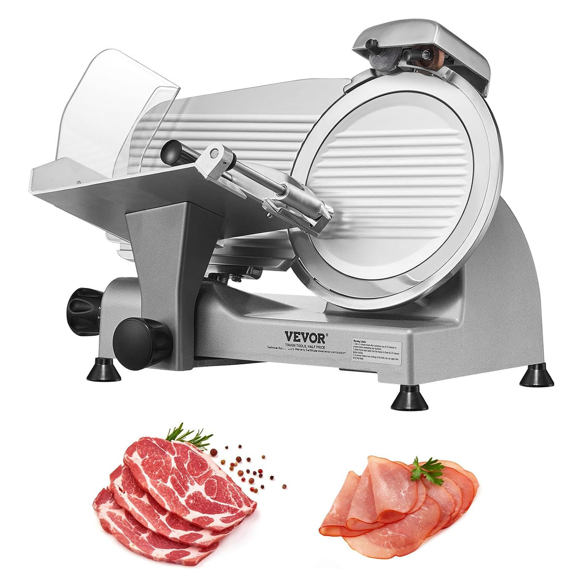 VEVOR, Affettatrice, SUS420, 340 W, 1,5 cm, 15 mm, Argento, acciaio inox