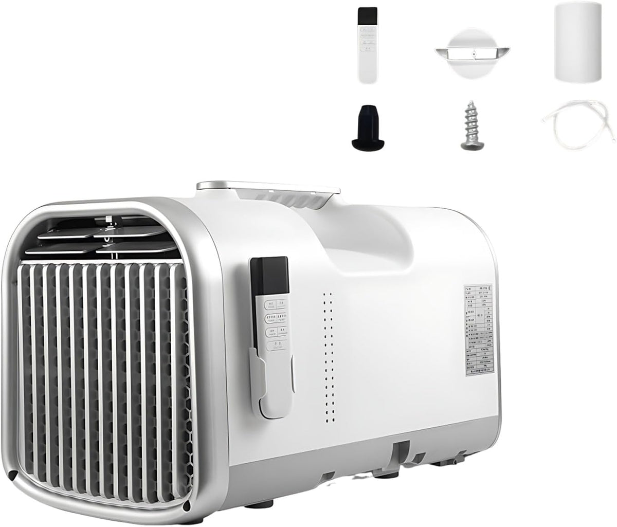Xenmekrx, Condizionatore portatile, 5100 BTU, 50 x 27,5 x 30,5 cm, 30°C, Bianco, telecomando, timer, spegnimento automatico