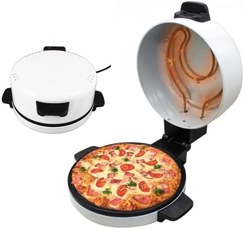 MJMLUCK, Forno per pizza, 2000 W, 12 Pollici, 30 cm, Nero/Argento