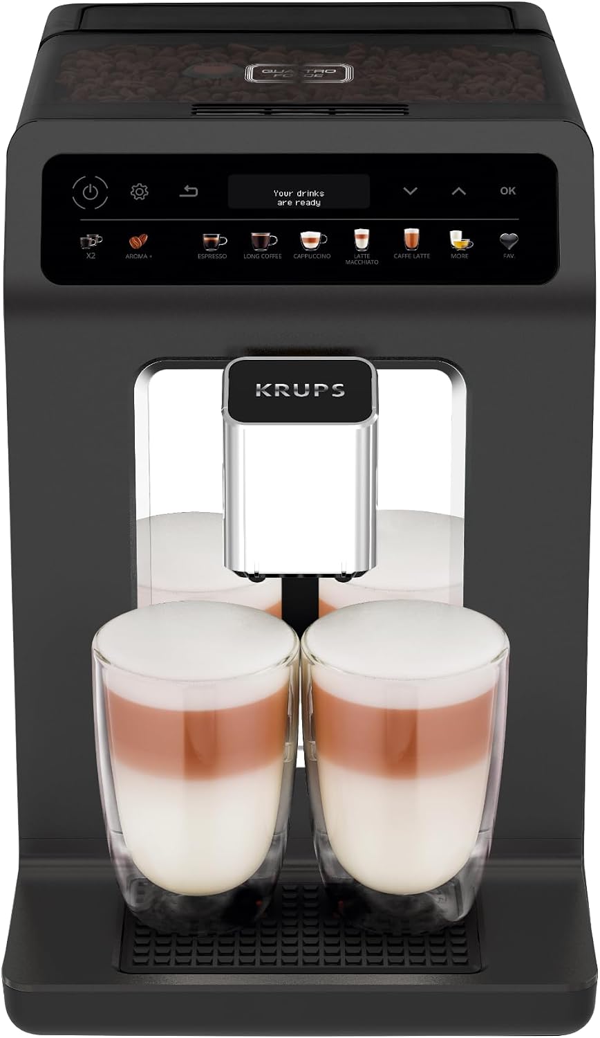 Macchina da caffè, EA895N10, KRUPS, 1450 W, Grigio, acciaio inox, vano contenitore