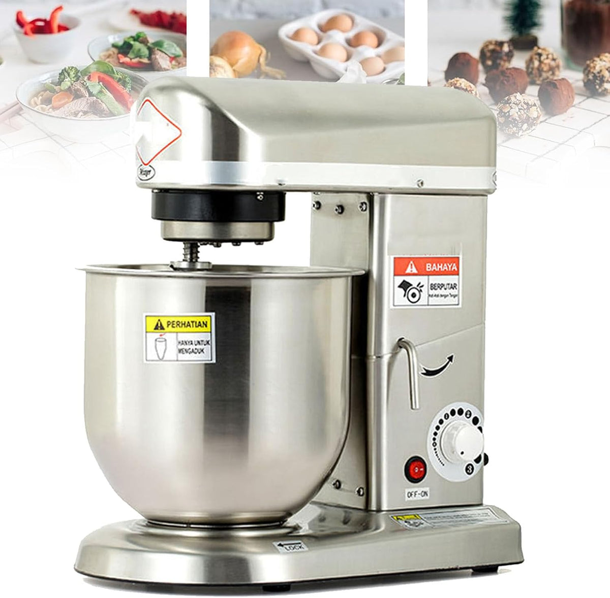 Impastatrice planetaria, 500 W, 10 l, 15 kg, Nero, acciaio inox