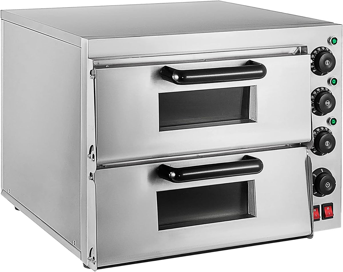 HZWJD, Forno per pizza, 40x40x14 cm, 3000 W, 15 pollici, Argento, acciaio inox, funzione grill