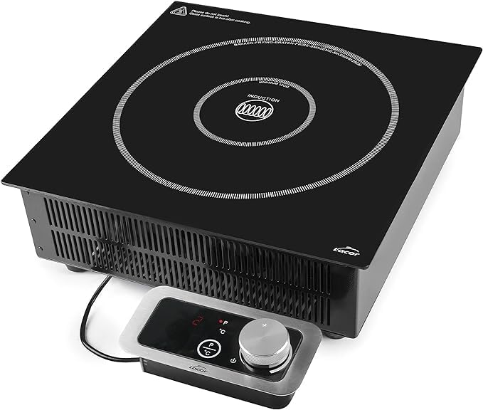 Piano cottura a induzione, IPX3, Suinga, 12 cm, 28 cm, 3500 W, Argento/Nero, acciaio inox, illuminazione LED, spegnimento automatico