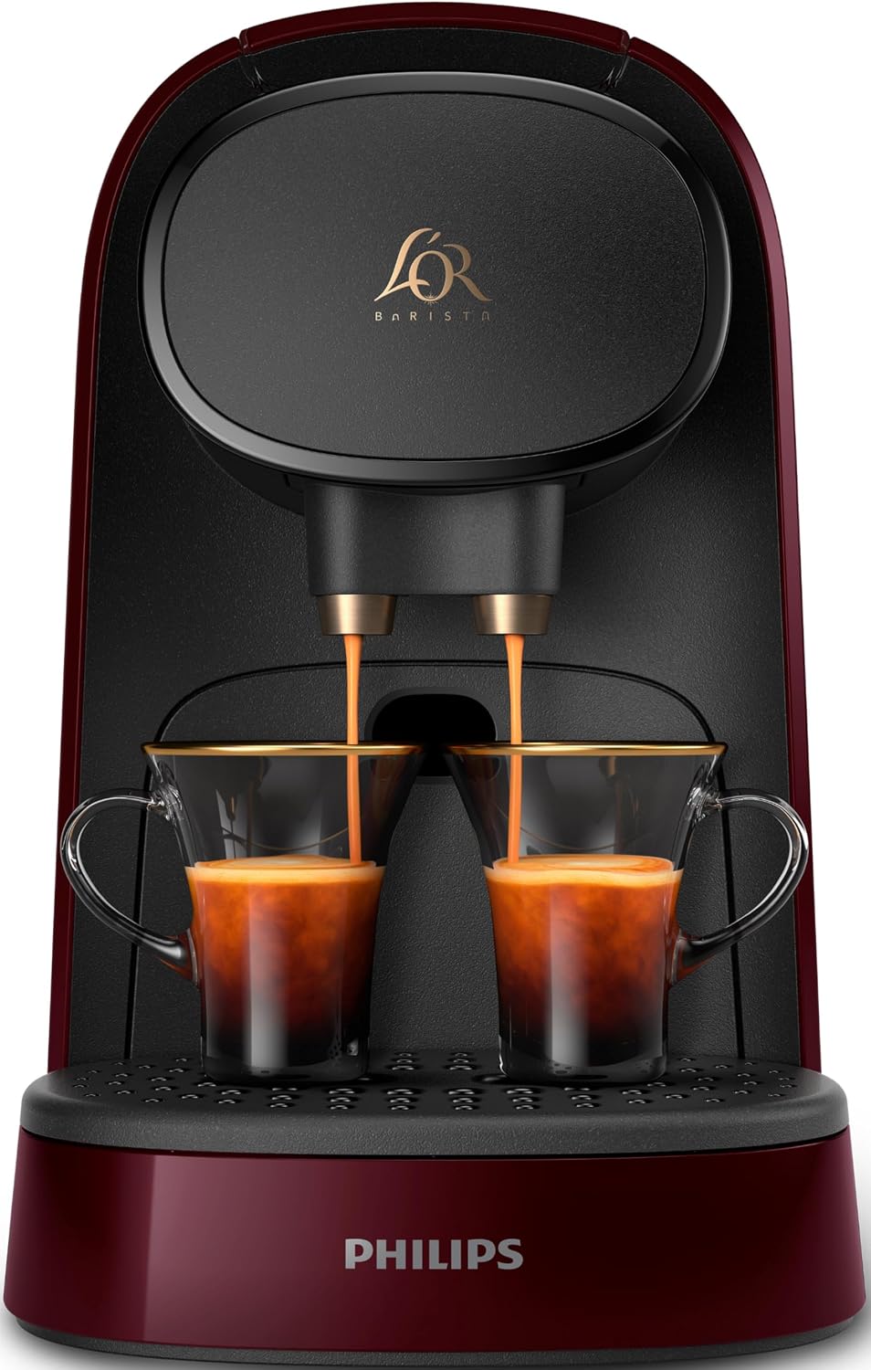 Macchina da caffè, PHILIPS, 19 bar, 18 x 40 x 28 cm, 1450 W, Rosso/Oro, spegnimento automatico