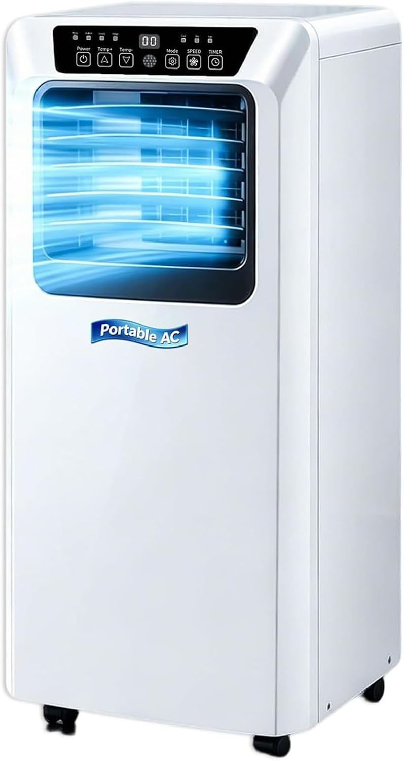 Condizionatore portatile, 7000BTU, WIANQIAN, 9000 BTU, 20 m, 24 m, Bianco, illuminazione LED, telecomando, timer