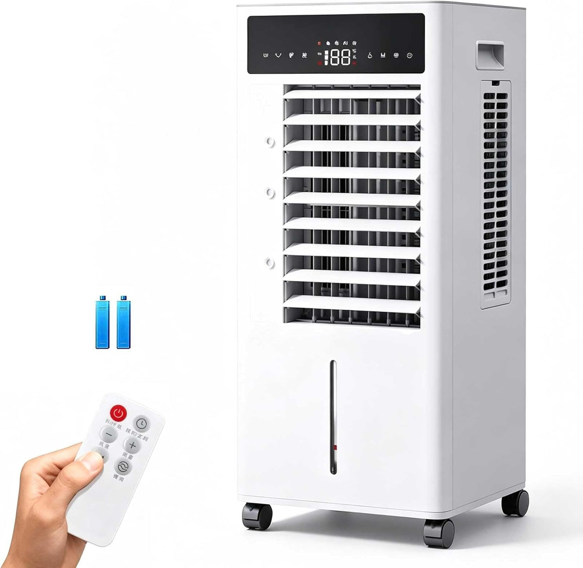 QSNYJPL, Raffrescatore evaporativo, 10 Litri, 30x27x71 cm, 220 V, Nero, telecomando, timer