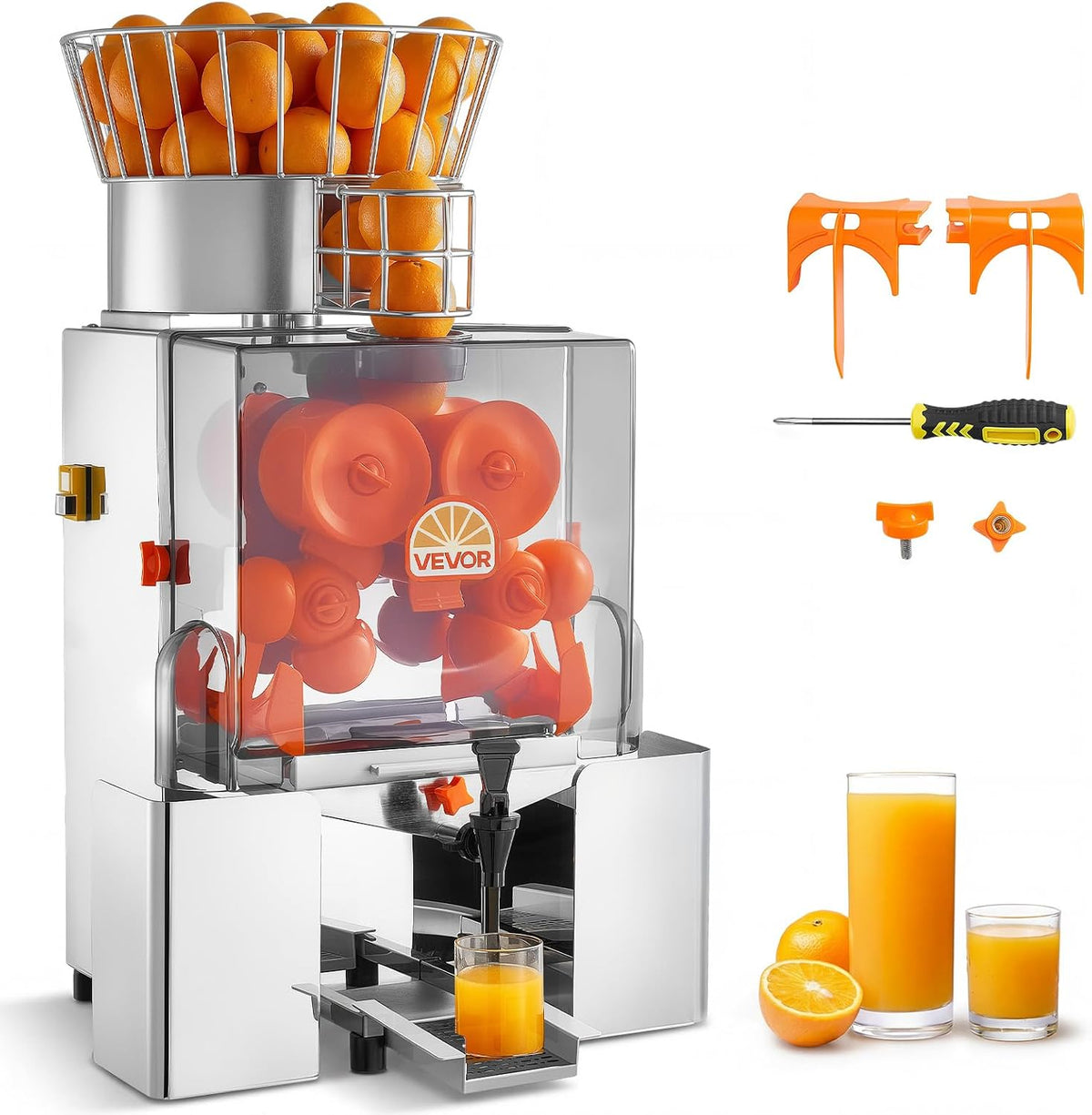 Spremiagrumi, VEVOR, 480x510x890 mm, 120 W, Argento, acciaio inox