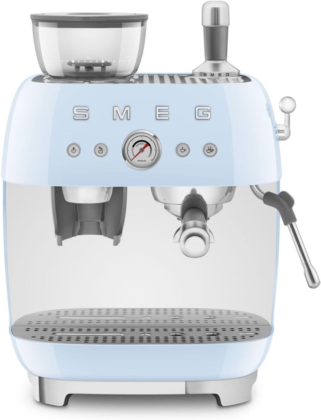Smeg, Macchina da caffè, EGF03PBEU, 1 L, 1350 W, 240 V, Nero/Argento, acciaio inox, vano contenitore
