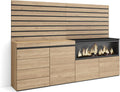 Credenza, Skraut Home, 56,7 x 33 x 75 cm, 107 cm, 32 cm, Nero, 4 cassetti, illuminazione LED, telecomando