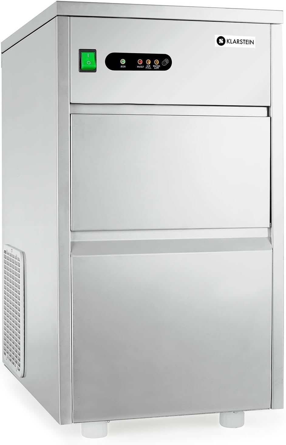 KLARSTEIN, Macchina per cubetti di ghiaccio, 240 W, 20 kg, Argento, acciaio inox, vano contenitore