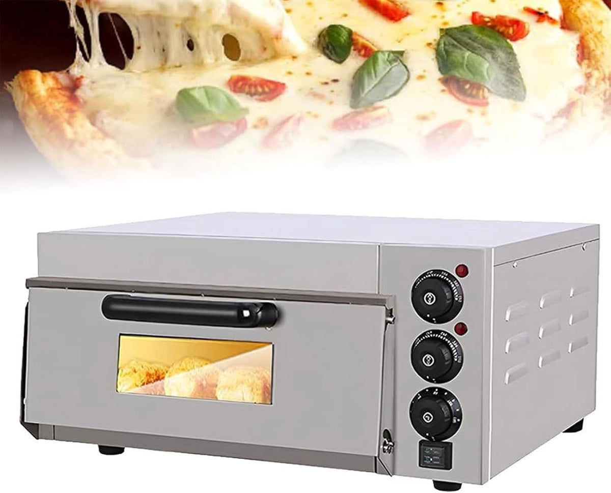 ERICAT, Forno per pizza, 2 kW, 50-350°C, 560x570x280 mm, Nero/Argento, timer