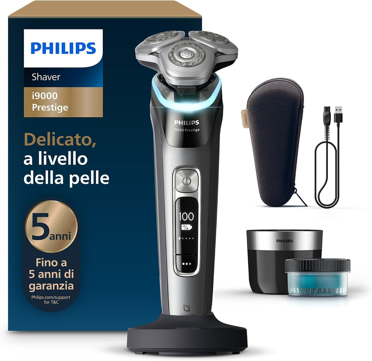 PHILIPS, Rasoi a testine rotanti, XP9202/30, 0,00 mm, Argento, USB