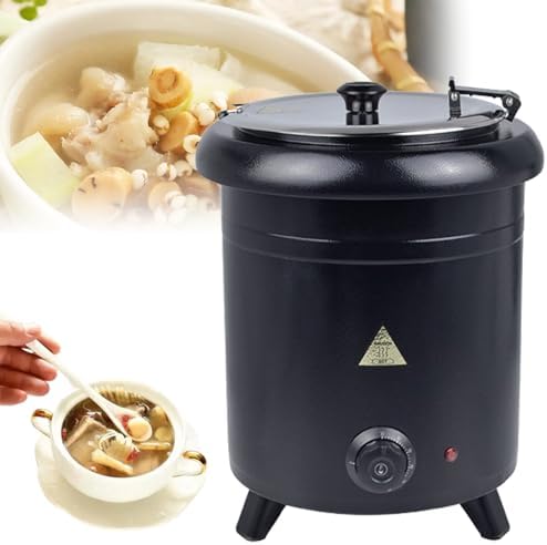 Hot pot elettriche, DFGHNBVC, 10 litri, 400 W, 21,8 cm, Nero, acciaio inox