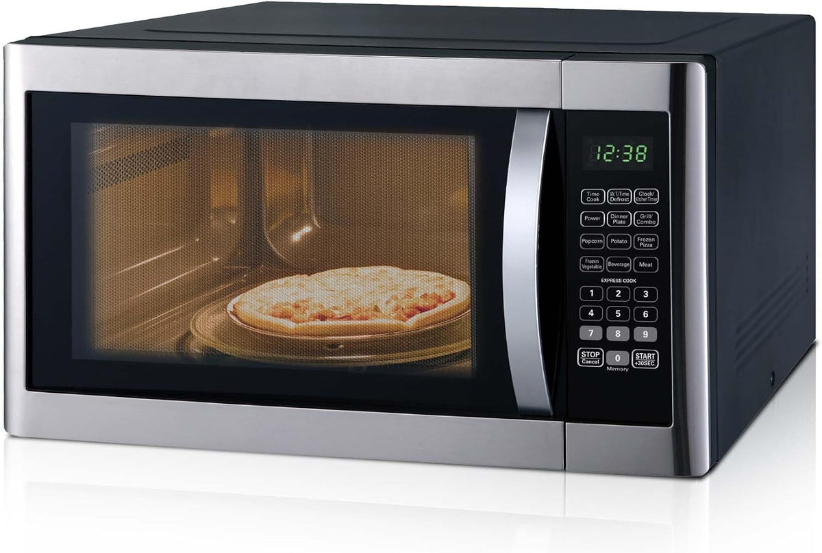 Forno a microonde, SMETA, 42 L, 1100 W, 34,5 cm, Nero/Argento, timer, motore inverter, funzione grill, 2 in 1