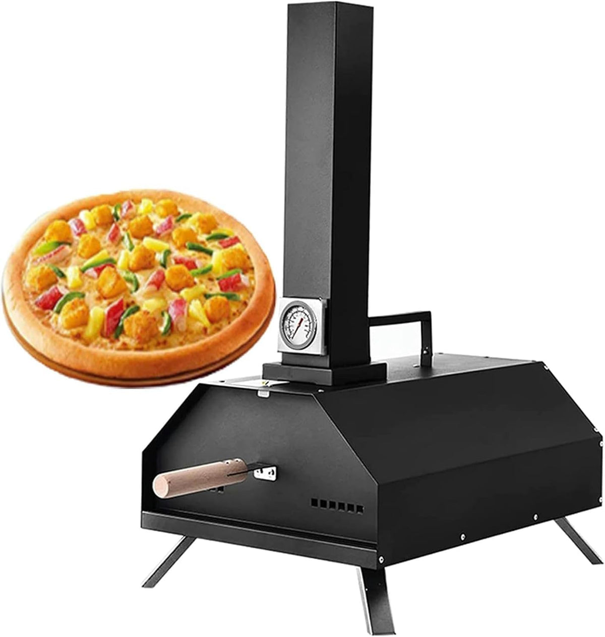 Forno per pizza, 11 pollici, Nero/Argento, acciaio inox
