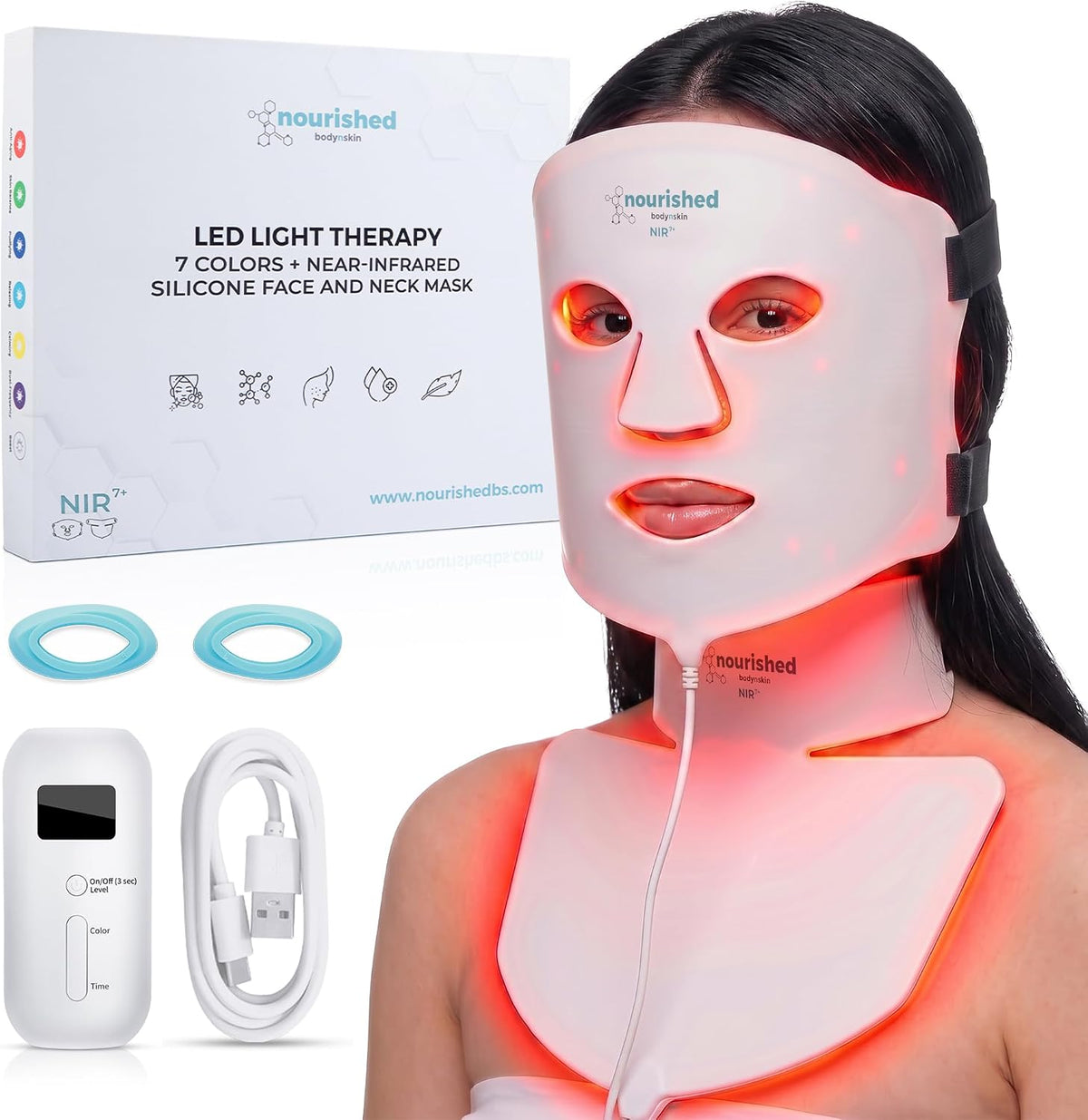 Nourished Bodynskin, Maschere, Blu/Rosso, illuminazione LED