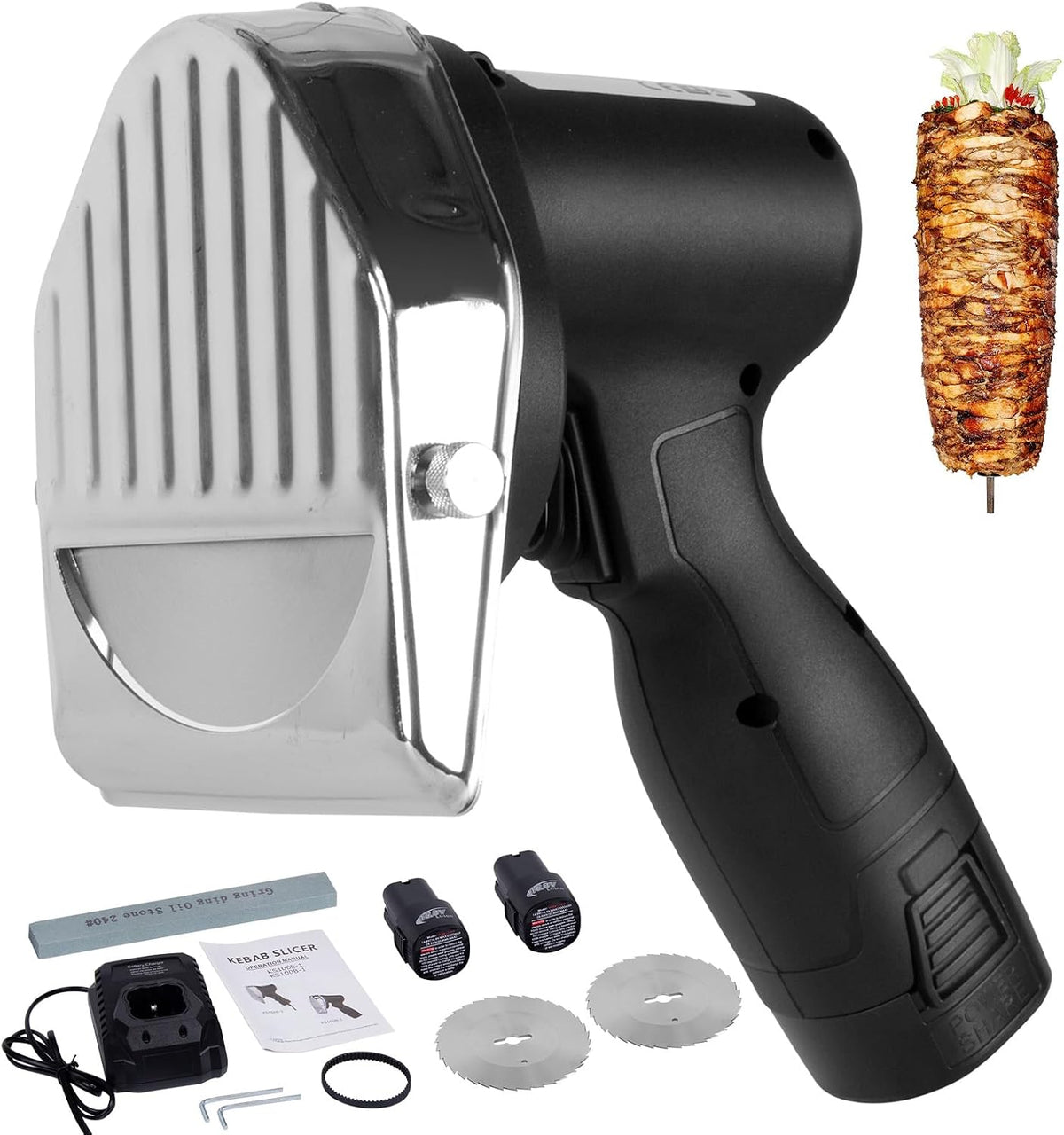 MISTRO, Coltelli elettrici, 16,8 V, 100 mm, Nero, acciaio inox, funzionamento senza fili