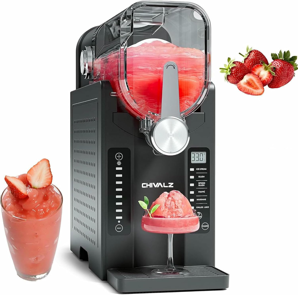 YGHBFRSZ, Gelatiera, 1,6 L, 425 x 420 x 195 mm, 200 W, Nero, autopulizia