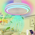 WZLMZ, Ventilatori da soffitto con lampada, 48 cm, 20 cm, 72 W, Bianco, illuminazione LED, Bluetooth, telecomando